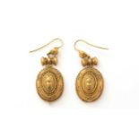 A pair of Victorian 18ct yellow gold drop earrings