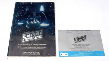 The Empire Strikes Back European Royal Charity Premier catalogue and ticket,