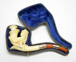 A 19th Century unused carved meerschaum pipe,