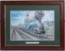 Arthur Gills - 60007 'Sir Nigel Gresley' Over Shap, 1995 | watercolour