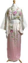 A late Meiji / early Showa Japanese (1926-1988) variegated blush pink silk kimono and belt