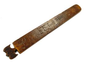 An 18th Century wooden stay busk dated 1787
