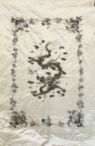 An uncommonly fine Qing Chinese silk wall hanging depicting the Imperial Dragon