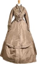 A Victorian four-piece chocolate silk day dress