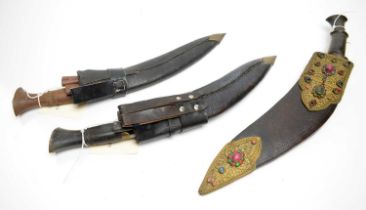Three 20th Century Indo-Persian Kukri knives,
