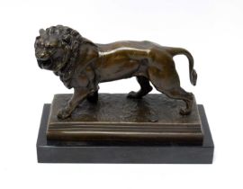 After Charles Valton, (French, 1851-1918): a bronze model of a roaring lion,