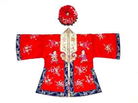 A late Qing Chinese Han child's auspicious robe and hat