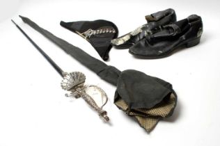 A 19th Century Court sword, bicorn hat and shoes