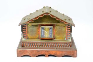 A First World War trench art mantle timepiece,