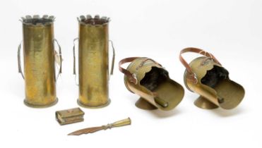 A selection of First World War trench art,