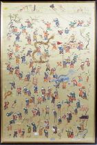 20th Century Chinese - Figures enjoying a festival | embroidered silk