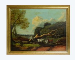 20th Century British School - Verdant Landscape with Cattle | oil