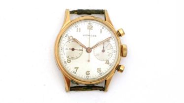 Leonidas: a gilt steel cased manual-wind chronograph wristwatch