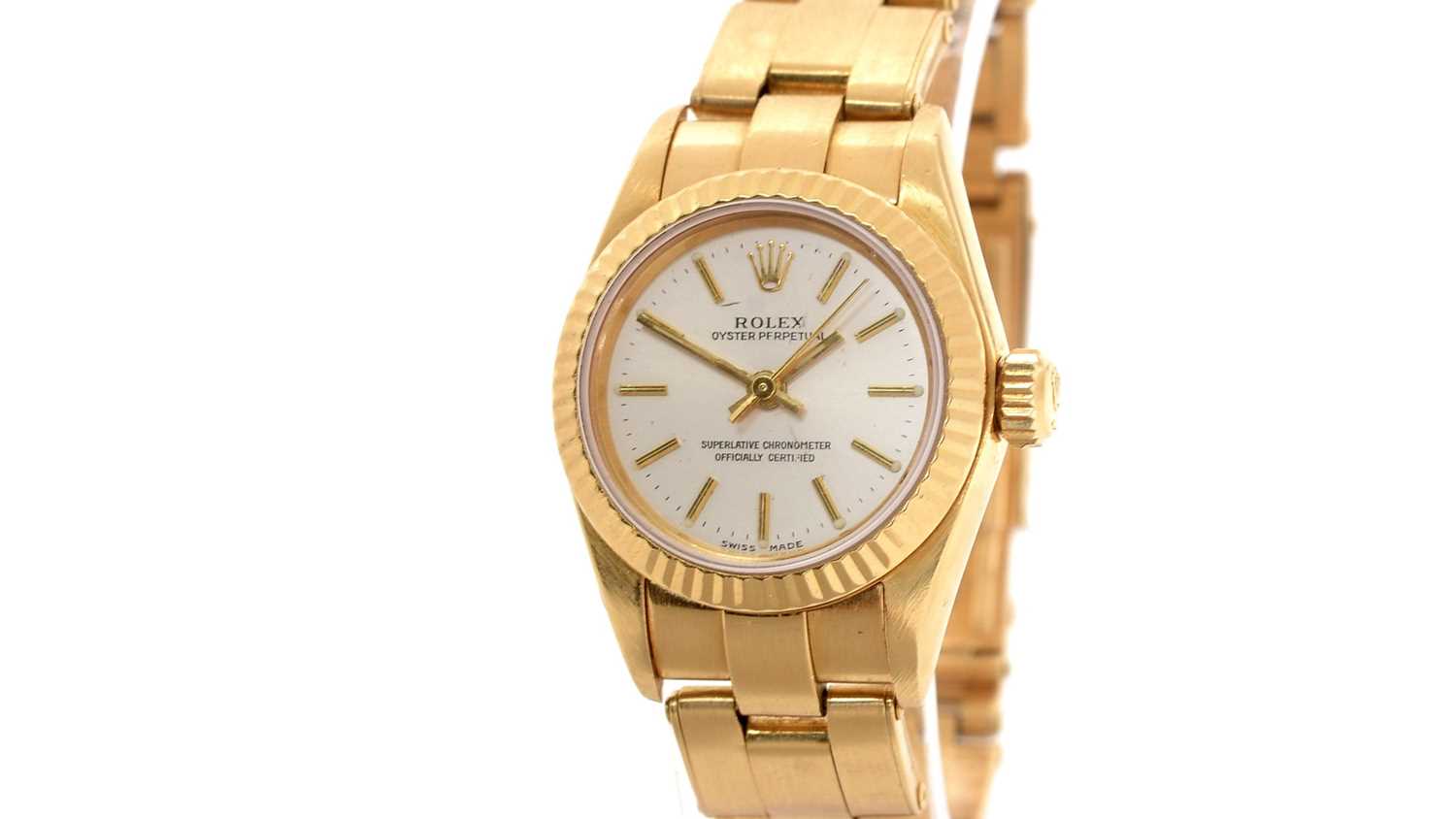 Rolex Oyster Perpetual: a lady's 18ct yellow gold automatic wristwatch