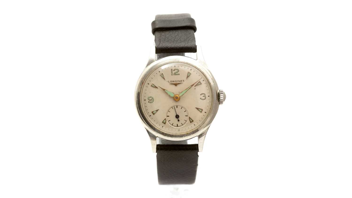 Longines: a steel cased manual wind wristwatch