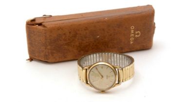 Omega: a 9ct yellow gold cased manual wind wristwatch