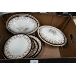 Edwardian Royal Worcester vitreous china part dinner service including two tureens and covers, three
