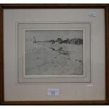 Frank Short (1857-1945) - Estuary at low tide, etching, signed, 14.5 x 19 cm