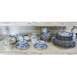 Victorian blue and white part tea service and similar china