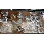 Six vintage glass apothecary jars, to/w a set of eight Stuart wine glasses and other glassware (box)