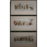 A trio of French comic dog etchings, pencil signed, 17 x 44 cm (3)
