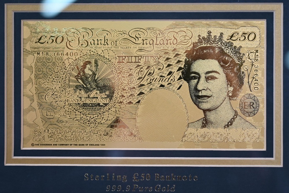 Boxed gold plated replica Sterling £50 bank note - Image 3 of 3
