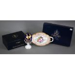 Royal Crown Derby China 'Paradise Cobalt' Egg, ltd ed no 1148/3500, to/w a 250 Collection Tray, no