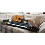 A 3/4 sized classical acoustic guitar to/w Casio CT-656 Tonebank electronic keyboard and two antique