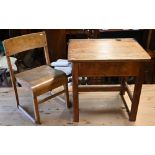 A beech child's desk and chair set (2)