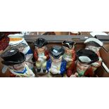 Five Staffordshire pottery Toby jugs to/w a John Bull and Mrs Punch (box)