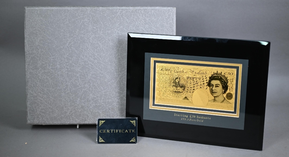 Boxed gold plated replica Sterling £50 bank note