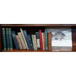 Ten various vintage books on fishing and an unframed lithograph of a Blue-Gilled Sun Fish, to/w
