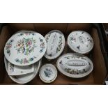 Three Royal Worcester 'Fireproof' tureens and covers to/w two oval dishes, Aynlsey 'Pembroke' cake-