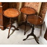 A trio of reproduction diminutive yew-top tripod wine tables (3)