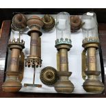 Four copper and brass GWR carriage candle-lamps a/f