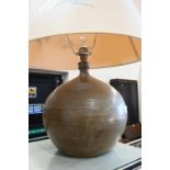 Studio stoneware globular table lamp, 29cm diam