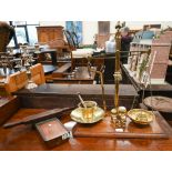 Victorian W.T. Avery Class B apothecary's brass scales on teak base, c/w weights, to/w a Maw,