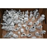 Large collection of Continental bisque porcelain figurines (box)