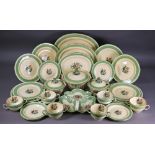 Minton Art Deco pottery 'Daisy' pattern dinner service for six printed and painted with stylised