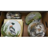 Six Danbury Mint wall plates from the Waterbird series to/w four boxed Coalport wall plates for