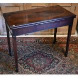 A Victorian mahogany fold over gateleg card table, raised on square tapering legs, 89 cm (closed)