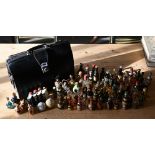 Collection of alcohol miniatures to/w a leather briefcase