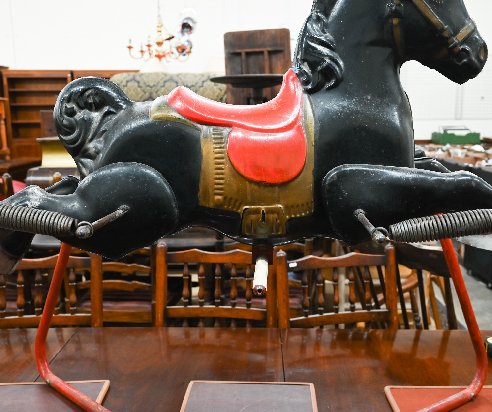 Vintage painted metal Mobo rocking horse on frame with suspension springs - Image 3 of 6