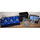 Boxed set of six Bohemian cut wine glasses - apparently unused - to/w a boxed pair of Edinburgh