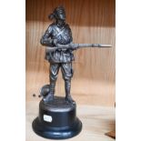 Spelter figure of a British Army Chindit by Eliot - 'A Gentleman in Khaki' 34 cm high overall