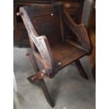 Victorian carved oak Glastonbury chair in the 17th century style