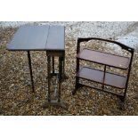 An antique mahogany Sutherland table to/w a two tier folding cake stand (2)