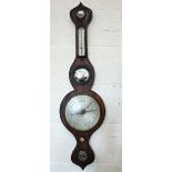 A 19th century mahogany wheel barometer with silvered register/dials and central convex circular