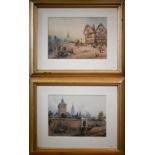 N S Crichton - A pair of French views, watercolour, signed, 26 x 36 cm (2)