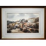 J A Hurley - Cornish tin mines, watercolour, signed lower right, 30.5 x 49.5 cm